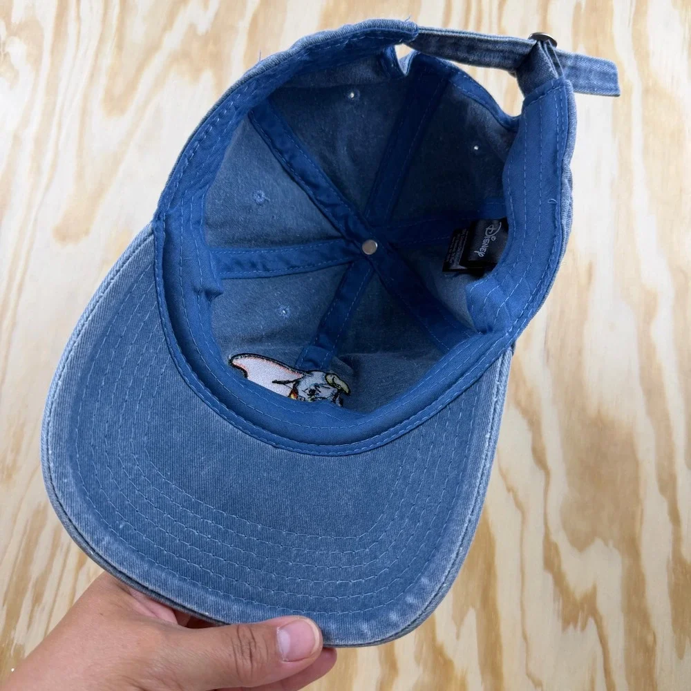 Disney Dumbo Embroidered Washed Blue Denim Adjustable Dad Hat Baseball Cap
